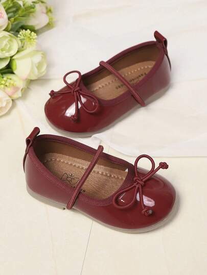 1 Pair Girls Bow-Tie Soft Sole Slip-On Flats, Simple & Cute Princess Style, Suitable For Students, Spring Summer