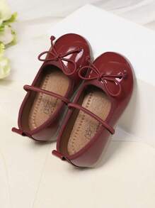1 Pair Girls Bow-Tie Soft Sole Slip-On Flats, Simple & Cute Princess Style, Suitable For Students, Spring Summer