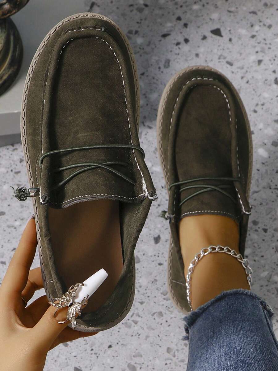 Women's Heart Pattern Loafers, Lightweight Slip On Casual Soft Sole Shoes, Valentine's Day Canvas Shoes - Army Green - View 1