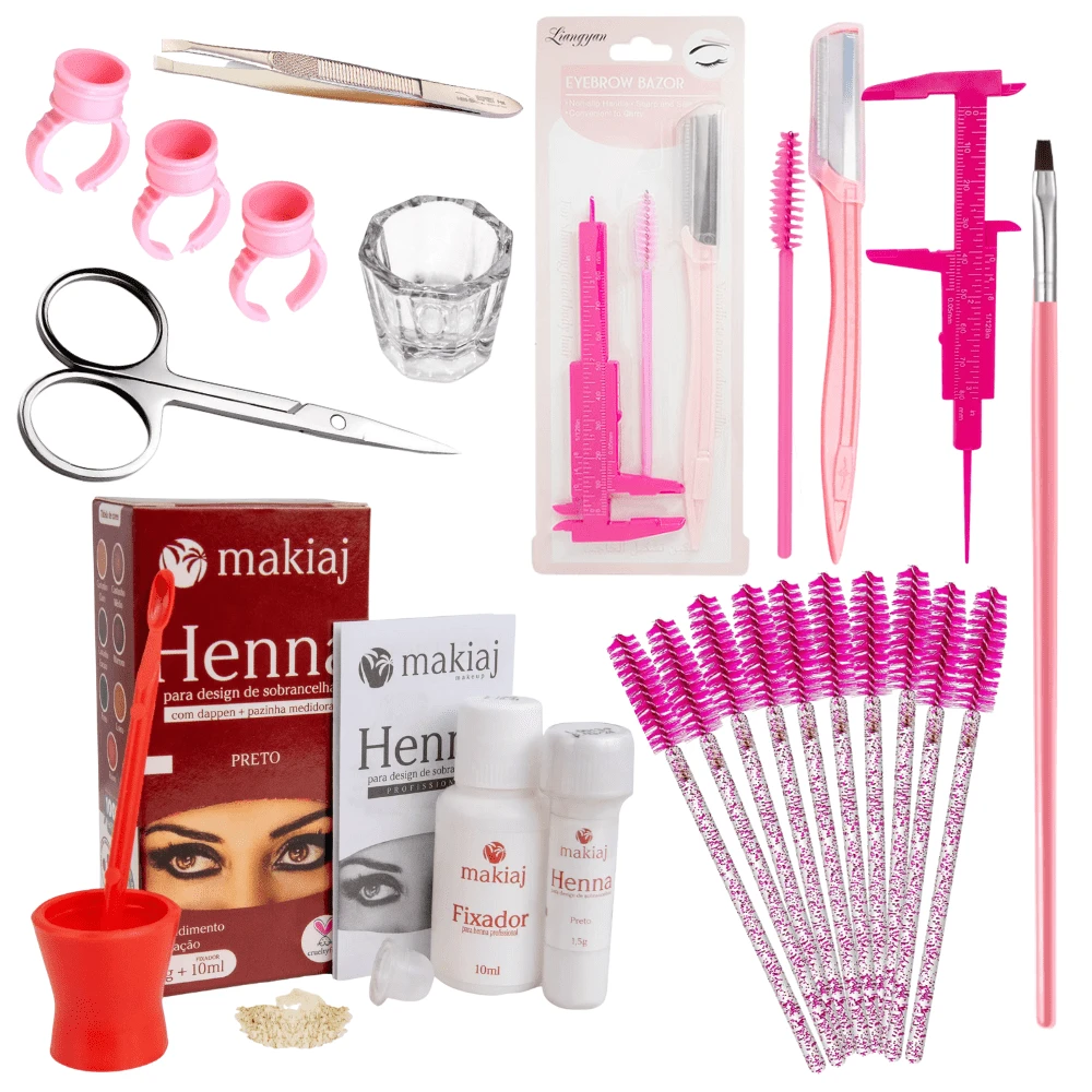 Makiaj Henna Eyebrow Design Kit Hypoallergenic Complete Razor Pachymetre Henna Designer Kit - màu đen - Xem 1