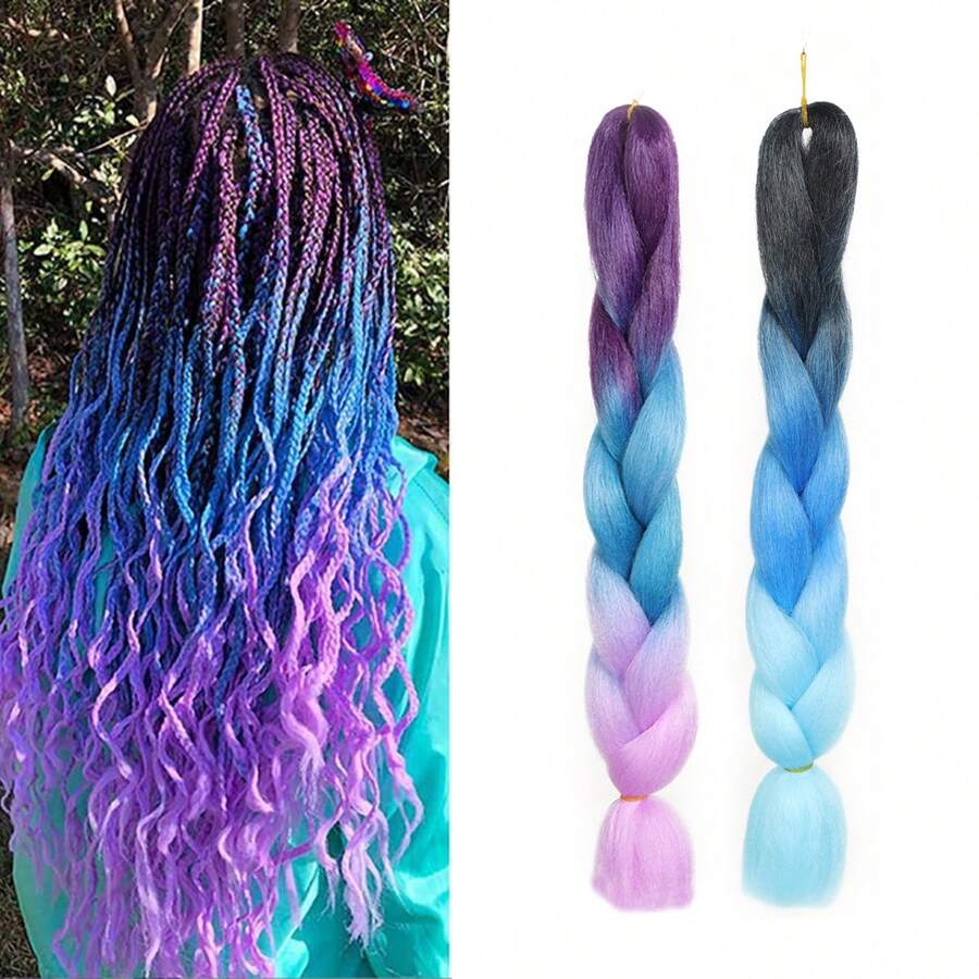 Synthetische Haarverlängerungen in Dreifarbton zum Flechten von Zöpfen, Jumbo Zopf Haare für Crochet Box Expression Zöpfe, 24 Zoll, geeignet für täglichen Gebrauch und Partys