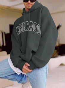 Men's Chicago Creative Graphic Print Casual Pullover Hoodie Sweatshirt