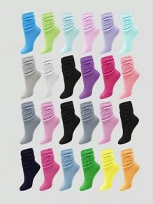 6 pares de calcetines deportivos casuales de unicolor para niños y adolescentes, otoño e invierno