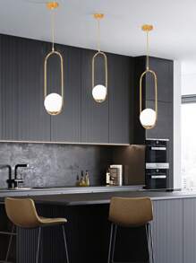 Modern Nordic Style Adjustable Balloon Pendant Light, Suitable For Kitchen, Dining Room, Living Room And Bedroom, E27 Socket (Bulb Not Included), Gold Color - Gold - View 3