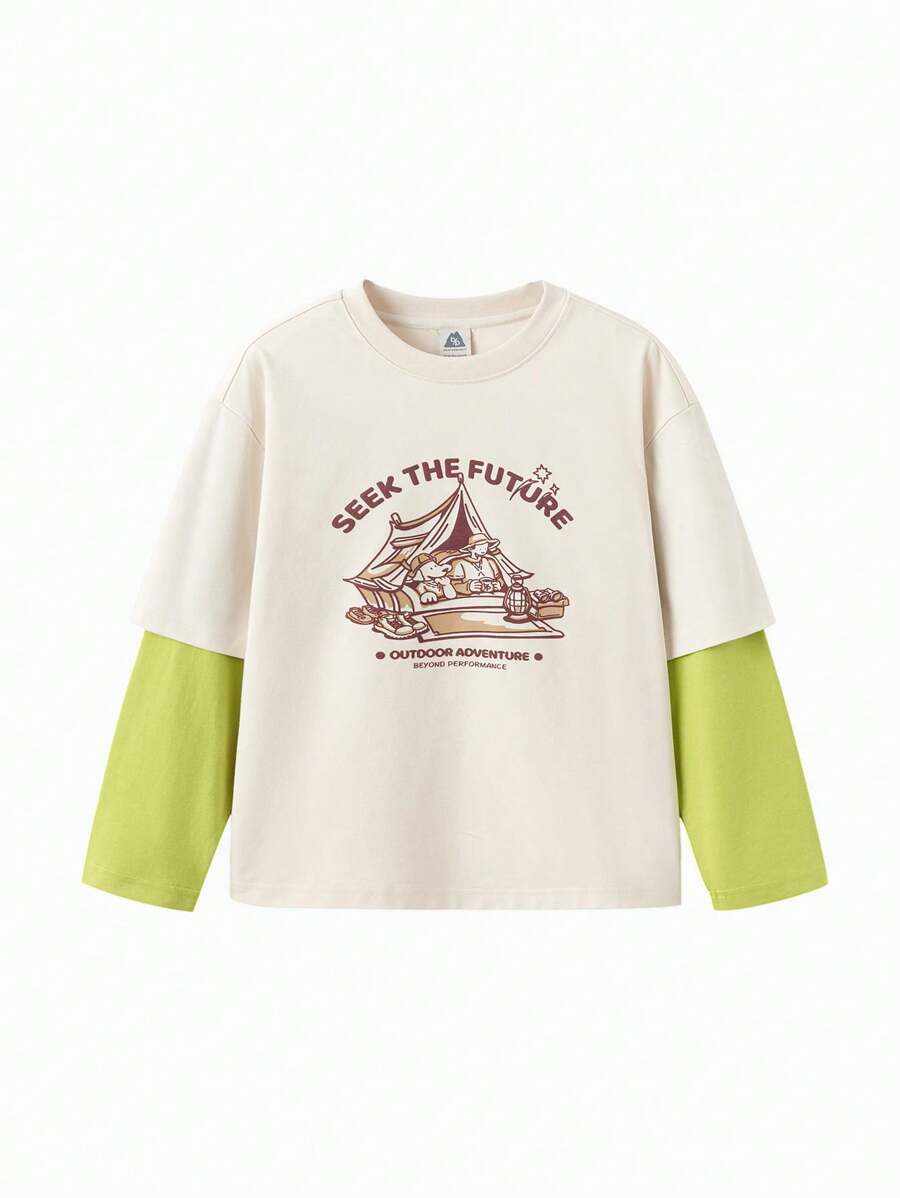 Balabala Funktionales Langarm-Sportshirt für Kinder, Herbst 2024, 2 in 1, auf Biobasierend, feuchtigkeitsableitend