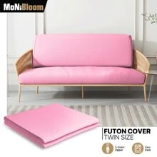 MoNiBloom Twin Futon Cover, Armless Stretch Futon Slipcover Armless Sofa Cover Furniture Protector, Washable Zippered Futon Couch Cover For Adults Kids And Pets, Jackknife Rv Sofa Covers - 淺粉紅色 - 查看 1