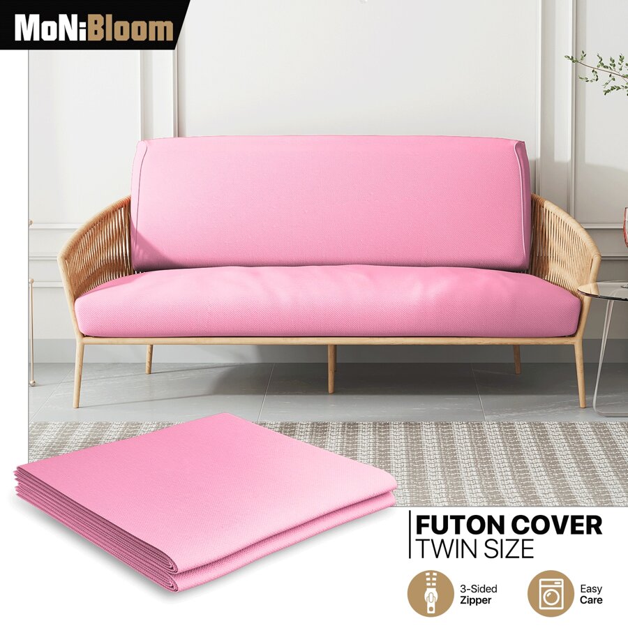 MoNiBloom Twin Futon Cover, Armless Stretch Futon Slipcover Armless Sofa Cover Furniture Protector, Washable Zippered Futon Couch Cover For Adults Kids And Pets, Jackknife Rv Sofa Covers - 淺粉紅色 - 查看 1