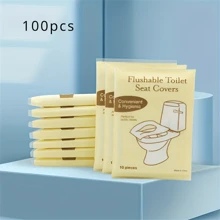 10/50/100 pièces Housses de siège de toilette jetables pour voyage - Housses de siège de toilette portables pour voyages et hôtels, grande taille, couvre-siège en papier imperméable et universel, dissolvable, décoration de salle de bain pour l'été