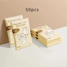 10/50/100 pièces Housses de siège de toilette jetables pour voyage - Housses de siège de toilette portables pour voyages et hôtels, grande taille, couvre-siège en papier imperméable et universel, dissolvable, décoration de salle de bain pour l'été