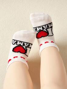 3 đôi tất trẻ sơ sinh/trẻ nhỏ in hình trái tim và chữ "I LOVE MAMA" - Nhiều màu - Xem 3