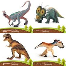 1-76 piezas Conjunto de juguetes de dinosaurios jurásicos, figuras realistas de dinosaurios de plástico blando como Triceratops, T-Rex, Pteranodon y otros, regalos educativos para fiesta de cumpleaños - Multicolor - Ver 10