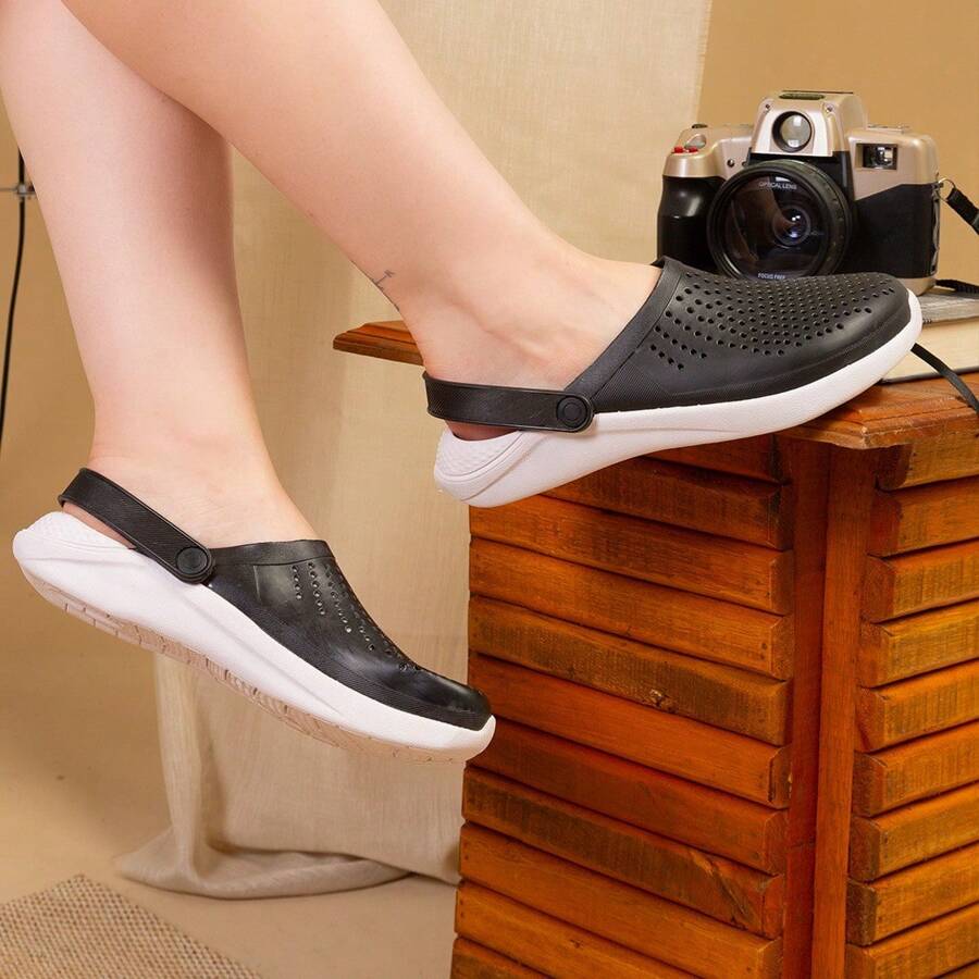 Women Clogs - Black and White - View 1