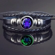 1pc Glow In The Dark 12 Zodiac Sign Braided Multilayer Bracelet, Unisex - style - View 22