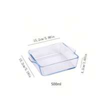 1pc Square Baking Dish, High-Borosilicate Heat-Resistant Lead-Free Glass, For Salad, Dessert, Baking Oven And Microwave