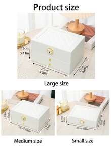 1pc Diamond Pattern Multi-Layer Large Capacity Drawer Style Lockable Jewelry Box For Necklace, Earrings Storage. Perfect Gift For Valentine'S Day, Mother'S Day Back To School