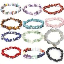 5/10 piezas Pulsera elástica de cuarzo cristal natural multicolor, pulsera ajustable de cuentas de piedras curativas para mujer, fiesta, yoga, regalo de joyería - Multicolor - Ver 12
