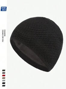 1pc Plain Simple Style Beanie Cap, Warm Knitted Hat With Thermal Lined , Suitable For Autumn Winter Outdoor Sports Like Running, Cycling, Skateboard, Skiing, Ideal Gift For Family And Friends