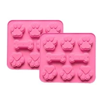 1 件硅胶烘焙模具、狗零食模具、可爱小狗爪子和骨头二合一硅胶模具、8 腔冰块托盘、冷冻模具、宠物猫狗爪巧克力模具、用于烘焙巧克力、糖果、果冻、冰淇淋、冰块、狗零食的烘焙托盘、返校