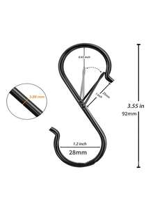 1pc Metal Spring S Hook Spring Buckle S-Shaped Hook Hanging Buckle Buckle Windproof Black S Hook. - Multicolor - View 4