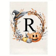 个性化首字母亚麻花园旗帜 - 双面、防风雨、粗麻布外观 - 无需电力的多功能户外装饰 - 可机洗，万圣节主题 - 1 件 - 彩色 - 查看 14