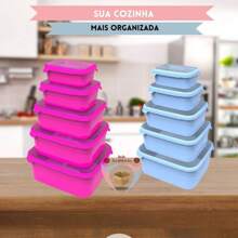 Kit Conjunto 5 Potes Tampa Emborrachada \resistente Organizador de Alimentos Porta Mantimentos Para Cozinha Cores Diversas