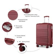 20 Inch Lightweight ABS Fashion Cabin Suitcase Carry-On Hand Luggage With TSA Lock YKK Zipper 4 Double Wheels Trolley Travel Case Ideal For Business Trips Travel Vacations Men And Women - Burgundy - View 6