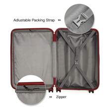 20 Inch Lightweight ABS Fashion Cabin Suitcase Carry-On Hand Luggage With TSA Lock YKK Zipper 4 Double Wheels Trolley Travel Case Ideal For Business Trips Travel Vacations Men And Women - Burgundy - View 10