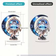 1pc Abstract Diamond Painting Figurine, Wolf Theme Diamond Painting Decor, Pet Material, Dreamcatcher Series, Mosaic Art, Bedside/Desktop Decor, Easy Assembly, DIY Diamond Painting Figurine, 5D Diamond Painting Figurine, Improve Hands-On Ability - Multicolor - View 2