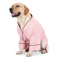Dog Bathrobe Towel Dog Drying Coat-Dry Fast Dog Bag Fast Drying Super Absorbent Pet Dog Bath Robe Towel - Pink - View 1