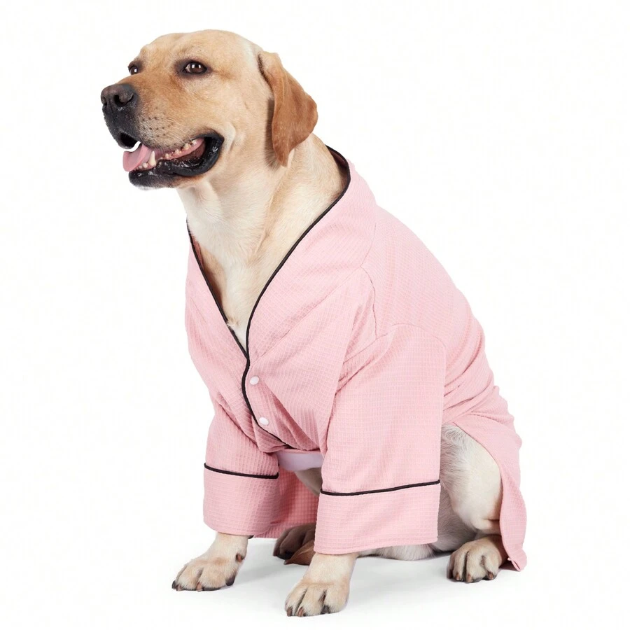 Dog Bathrobe Towel Dog Drying Coat-Dry Fast Dog Bag Fast Drying Super Absorbent Pet Dog Bath Robe Towel - Pink - View 1