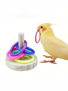 鸚鵡玩具鳥類教育玩具彩色木製環形疊疊樂訓練/虎斑牡丹玄風太和尚 - 彩色 - 查看 8