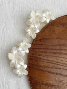 2 件 11 厘米女式仿珍珠白花豹纹发夹，简约海滩风格发饰花朵发夹秋季配饰秋冬度假装女士 - 彩色 - 查看 2