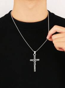 1 Stück Halskette mit Kreuz Göttin Anhänger im europäisch-amerikanischen Hip Hop Stil, rostfreie Stahlkette für Pullover, Familien/Feiertags/Geburtstags Geschenk, Unisex Schmuck