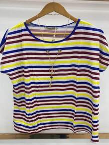 Plus Size Women Tops - 藍白色 - 查看 2
