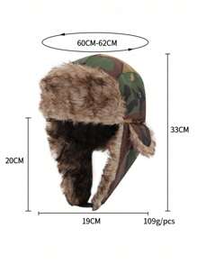 1 pieza Gorro ruso Ushanka de dos colores con camuflaje, sombrero con orejeras para invierno y actividades al aire libre para hombres y mujeres - Multicolor - Ver 10