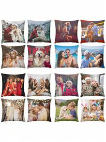 1pc Customized Super Soft Multiple Photo Love Text Couple Memorial Throw Pillow Case DIY Personalized Cushion Covers Gift For Boyfriend Girlfriend Graduation - Multicolor - View 5