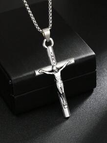 1 Stück Halskette mit Kreuz Göttin Anhänger im europäisch-amerikanischen Hip Hop Stil, rostfreie Stahlkette für Pullover, Familien/Feiertags/Geburtstags Geschenk, Unisex Schmuck