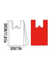 50/100/150/200pcs Red Reusable Foldable Plastic Shopping Bags, Durable & Multi-Purpose Tote Bags For Small Businesses & Grocery Stores