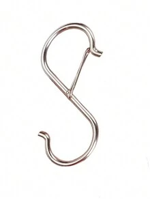 1pc Metal Spring S Hook Spring Buckle S-Shaped Hook Hanging Buckle Buckle Windproof Black S Hook. - Multicolor - View 3