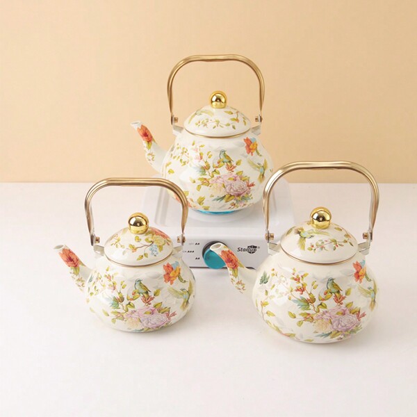 1pc 1.5L/2.0L/2.5L Thick Enamel Cold Water Jug, Lidded Handle Water Kettle, Heat-Resistant Cold Water Kettle, Large-Capacity Tea Pot For Homemade Beverages, Fruit Juices, Hot Coffee, Iced Tea And Milk, Household Coffee Pot, Suitable For Boiling Water And Brewing Tea, Ideal For Home, Restaurants, Hotels, Offices, And Family Tea Making Seafood Boil