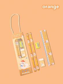 5pcs/Set Cartoon Design Pencil Case & Stationery Gift Set, Comes With Strap (Random Color) - Multicolor - View 15