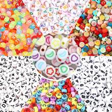 100/700pcs 7 Colors Round Letter Beads Acrylic Alphabet Number Beads For Jewelry Making DIY Necklace Bracelet (7x4mm)