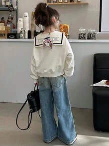 少女治愈系兔子印花卫衣 - 米色 - 查看 2