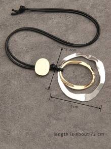 1 pieza Collar de aro grande asimétrico plano de doble color de aleación, cadena larga minimalista y de moda, regalo de Navidad para mujeres