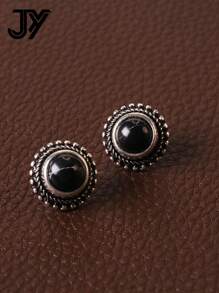 1 Pair Asymmetrical Geometric Teardrop & Circle Minimalist Multi-Color Turquoise Stud Earrings - Geometry - View 18