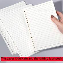 1pc Thick A5 Refillable Notebook Paper, 20-Ring Blank Lined Loose Leaf Refill - White - View 2