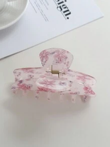 OUSEON Kẹp tóc kiểu cổ điển in họa tiết hoa hồng, thiết kế vải lấp lánh, chất liệu cellulose acetate, phụ kiện tóc kiểu Pháp chống trượt dành cho phụ nữ và bé gái có tóc dày, kẹp tóc hàm, kẹp tóc cài, kẹp tóc kẹp càng cua, phụ kiện đi biển mùa thu đông họa tiết hoa cho trang phục đi nghỉ mát mùa hè, lễ hội, tiệc tùng. - Hồng - Xem 7