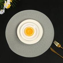 6pcs Round Woven Solid Color Heat-Resistant Table Placemats, Washable Dining Mat For Home, Hotel, Restaurant - Multicolor - View 2