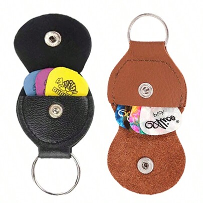 1pc PU Pick Storage Bag With 3pcs Random Color Random Size Picks Guitar Accessories Musical Instrument Performance Accessories,Ukelele,Gitarre,Drum Stick Holder
