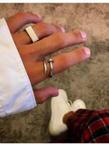 Bloc Men's Fashion Silver Ring Men's Ring 316L Elegant Stainless Steel Luxury Jewelry - Vàng - Xem 7